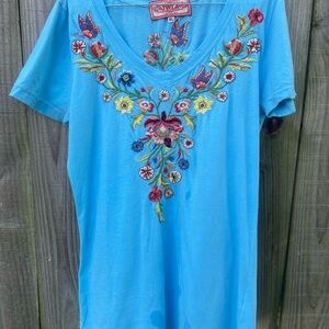 JWLA Embroidered Blue tee shirt